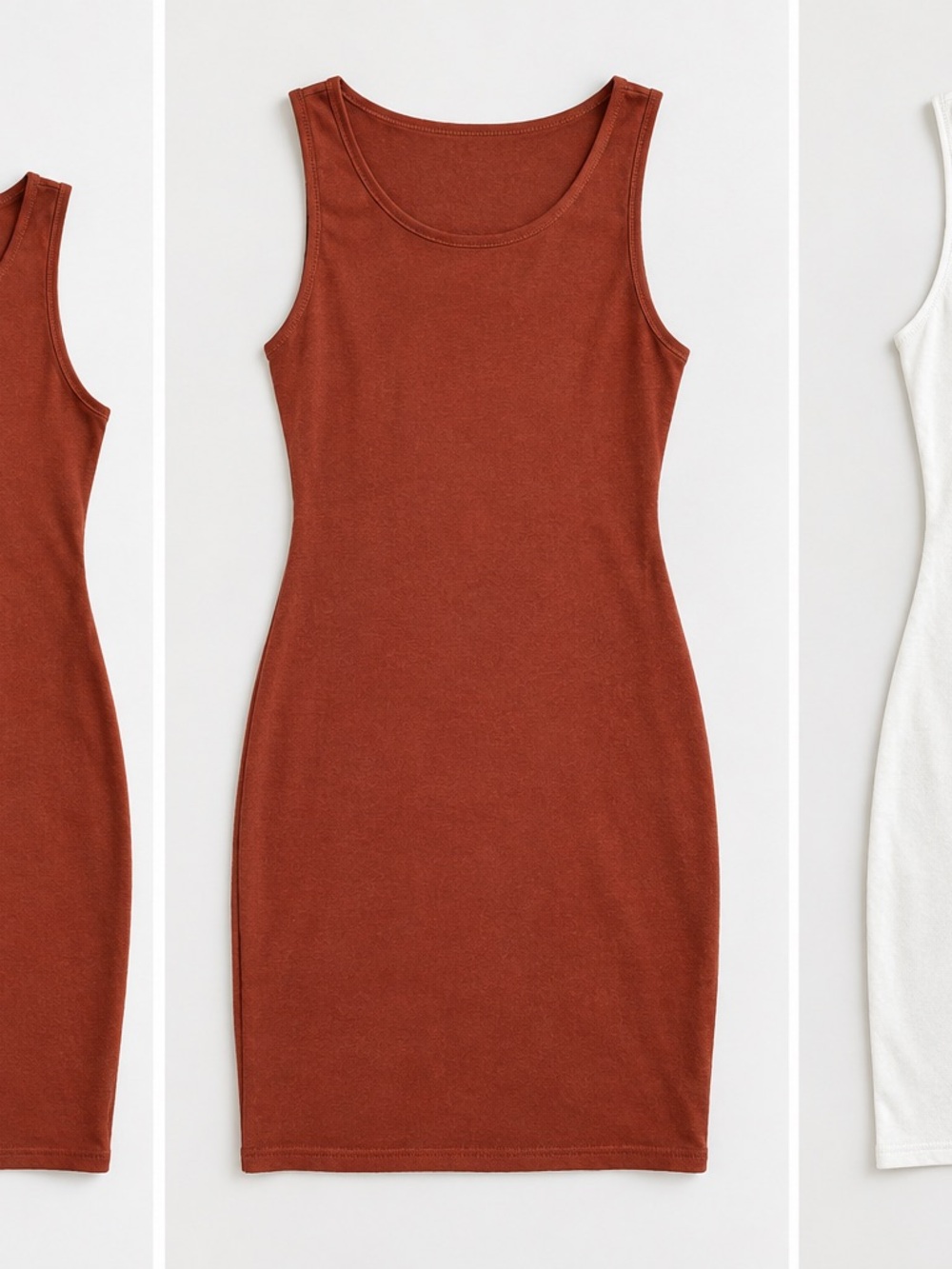 Sleeveless Tank Bodycon Mini Dress - Rust
